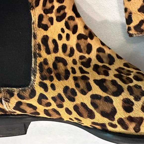 ASOS DESIGN April leather chelsea boots in leopard hair pony slip on UK 6/ US 8 - Picture 9 of 11